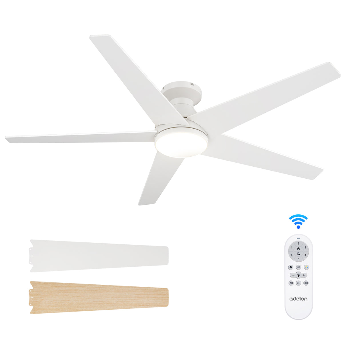 Addlon Ceiling Fans with Lights, 32/42/52 inch Low Profile Ceiling Fan with Light and Remote Control, Flush Mount, Reversible, 3CCT, Dimmable, Quiet, White/Nickel/Black Small Ceiling Fan for Bedroom Indoor/Outdoor Use