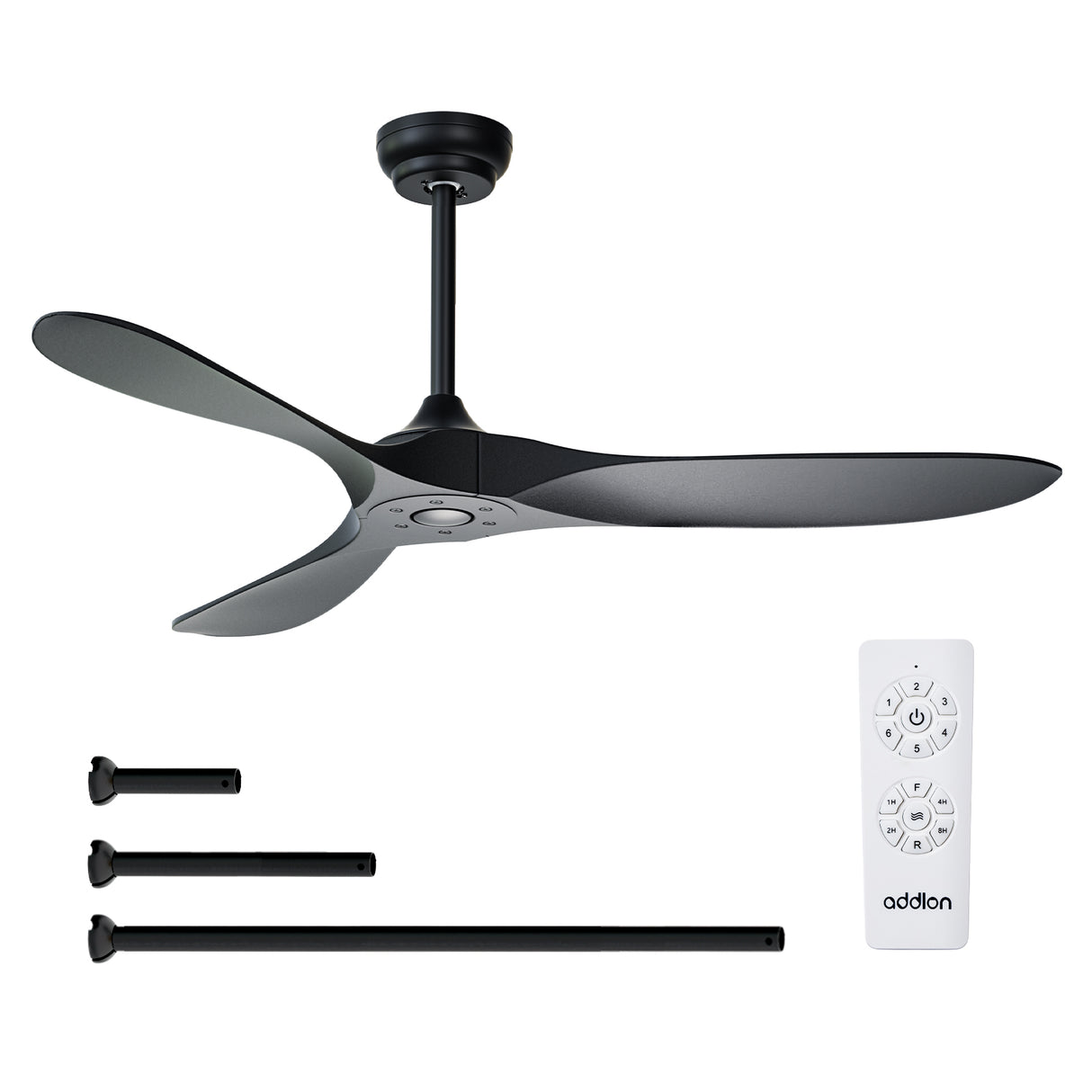 Addlon Outdoor Ceiling Fan, 60 inch White/Black Fan with Remote Control, 6 Speeds, Reversible DC Motor, Noiseless, Modern Ceiling Fans without Light for Patio,Gazebo, Bedroom, Balcony, Living Room