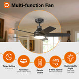 Addlon Ceiling Fans with Lights, 32/42/52 inch White/Nickel/Black Ceiling Fan with Light and Remote Control, Reversible, 3CCT, Dimmable, Noiseless, Small Ceiling Fan for Bedroom, Farmhouse, Indoor/Outdoor Use