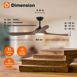 Addlon Ceiling Fans with Lights, 60/70/80 Inch Indoor/Outdoor Ceiling Fan with Remote Control, Reversible, 3 Wood Blades, 6 Speeds, 3CCT Dimmable, Noiseless, Large Ceiling Fan for Patio, Gazebo, Farmhouse