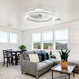 Ceiling Fans with Lights and Remote, 20'' Low Profile Ceiling Fans, 3000-6000K Dimmable Modern Flush Mount LED Fan Light, Fandelier Ceiling Fan for Bedroom, Kitchen, Living Room, White