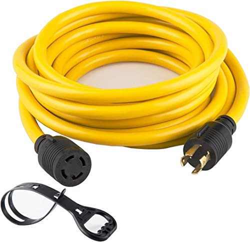 addlon 40 FEET Heavy Duty Generator Locking Power Cord NEMA L14-30P/L14-30R,4 Prong 10 Gauge SJTW Cable, 125/250V 30Amp 7500 Watts Yellow Generator Lock Extension Cord with UL Listed