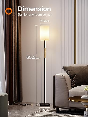 addlon dimmable Floor lamp with lampshade, LED Standing Floor lamp for Living Room and Bedroom - Black