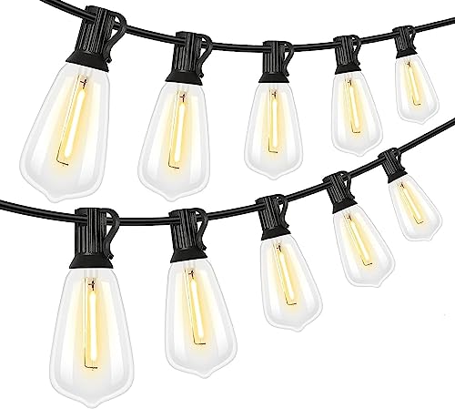 addlon Outdoor String Lights 50FT, ST38 String Lights for Outside with 25+2 Shatterproof LED Bulbs