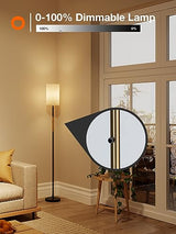 addlon dimmable Floor lamp with lampshade, LED Standing Floor lamp for Living Room and Bedroom - Black