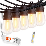 addlon LED Outdoor String Lights with Dimmable Edison Shatterproof Bulbs