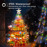 addlon Christmas Decorations Lights, 306 LED IP65 Waterproof Star Christmas Tree Lights with Remote, 8 Modes Christmas Lights Outdoor with 9 Ground Stakes for Christmas, RGB & Warm White