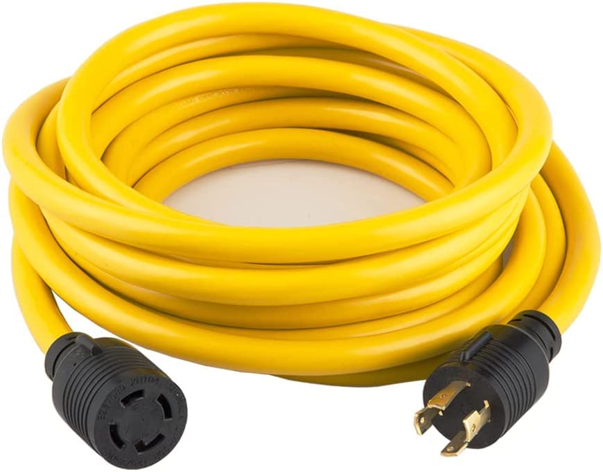 addlon 50 FEET Heavy Duty Generator Locking Power Cord NEMA L14-30P/L14-30R,4 Prong 10 Gauge SJTW Cable, 125/250V 30Amp 7500 Watts Yellow Generator Lock Extension Cord with UL Listed