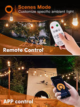 addlon 48FT Smart Outdoor String Lights with 24 Diamond Appearance Bulbs, APP & Remote Control Dimmable, Shatterproof Waterproof Patio Lights Work with Alexa for Patio, Porch, Warm White