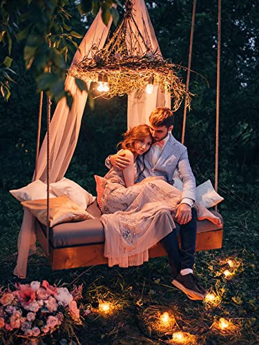 addlon 96FT(48FT*2) LED Outdoor String Lights with Edison Shatterproof Bulbs Commercial Grade Dimmable Patio Cafe Light, UL Listed Weatherproof Strand 30 Hanging Sockets for Bistro Backyard